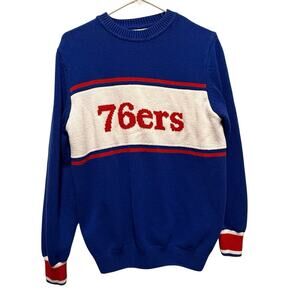 Hillflint 76ers Knit‎ Sweater Men's M Blue Crewneck Retro Y2K Basketball
